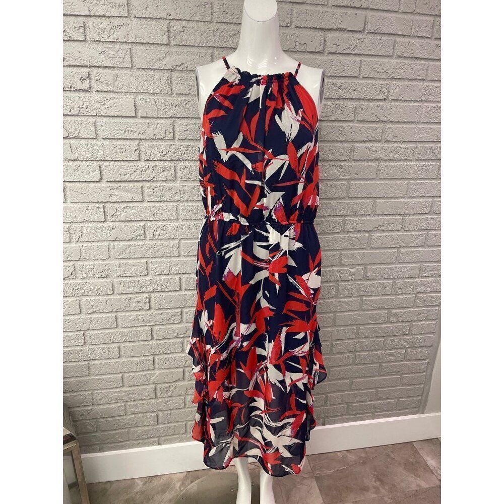 Vince Camuto Women Multicolored Halter Ruffle Maxi Dress Size 8